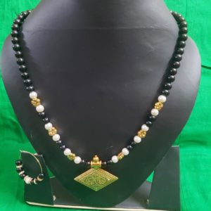Black glass beads with pandant